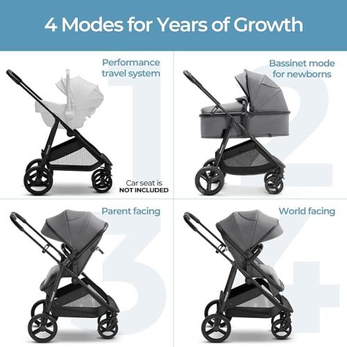 Mompush Wiz 2-in-1 Convertible Baby Stroller with Bassinet Mode - Foldable Infant Stroller to Explore More as a Family - Toddler Stroller with Reversible Stroller Seat - Sage
