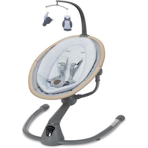 Maxi-Cosi Cassia Smart Baby Swing for Infants, Portable, Foldable Infant Swing with Music, 360 Rotation, 5 Speeds, 12 Melodies, EcoCare Fabric, Auto Motion Sensor, 2 Reclines, Classic Slate