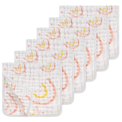 Looxii Muslin Burp Cloths 100% Cotton Muslin Cloths Large 20''x10'' Extra Soft and Absorbent 6 Pack Baby Burping Cloth for Boys and Girls (Rainbow)