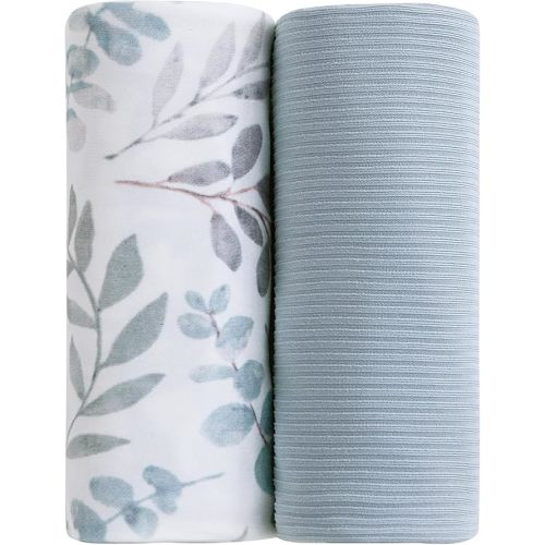 Jersey Swaddle Blanket, Ultra Soft Stretchy Receiving Blanket, Newborn Swaddle Wrap for Boys & Girls, 40 x 30 inches, 2 Pcs