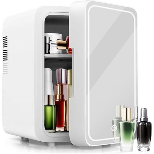 Bottle Fridge - 4L Mini Fridge, Portable Cooler & Warmer Mini Fridge for Bedroom, Car, Office & Dorm - Ideal for Cosmetics, Skin Care & Food - White
