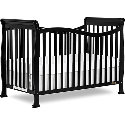 Dream On Me Violet 7 in 1 Convertible Life Style Crib in Black, Greenguard Gold Certified 58x29x39 Inch (Pack of 1)