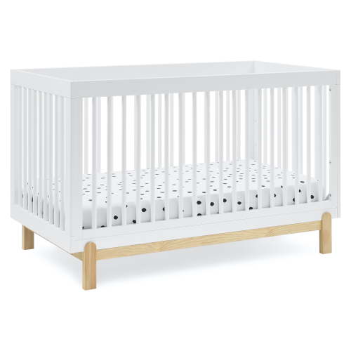 Delta Children Baby Poppy 4-in-1 Convertible Crib - Greenguard Gold Certified, Bianca White/Natural