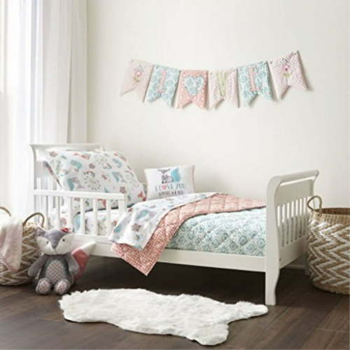 Levtex home Baby - Fiona Toddler Bed Set - Pink, Aqua, White - Woodland Forest -