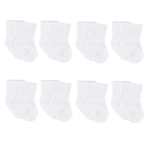 8-Pack Baby & Toddler White Wiggle Proof® Jersey Crew Socks