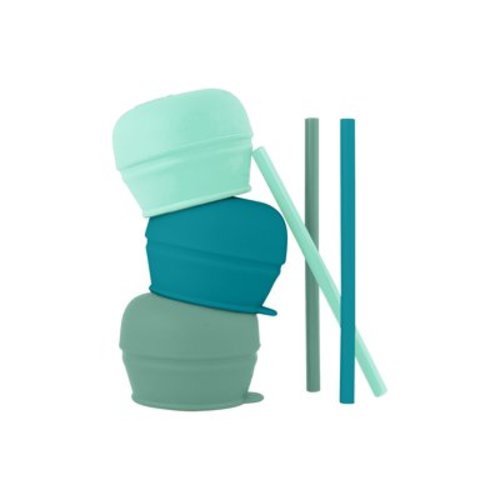 Boon Snug Straw Lids, Assorted Colors (Pack of 3), Green, 12 Months and up, Infant and Toddler