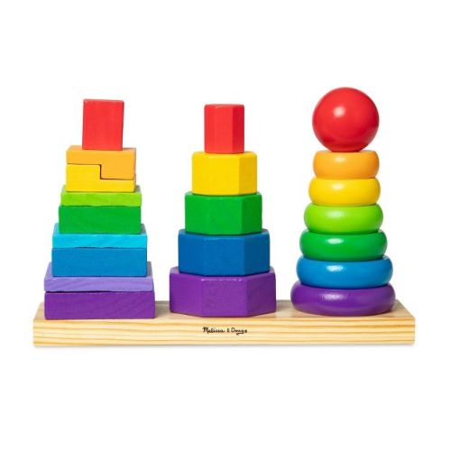 Melissa & Doug Geometric Stacker - Wooden Educational Toy