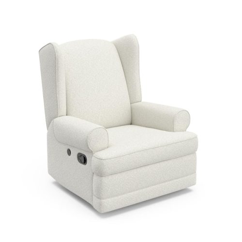 Serenity Ivory Boucle Polyester Swivel Glider Recliner with Rocking