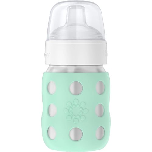 Lifefactory 8-Ounce Stainless-Steel Vacuum-Insulated Wide-Neck Baby Bottle with Sippy Nipple, Mint (LS2251WMI4)