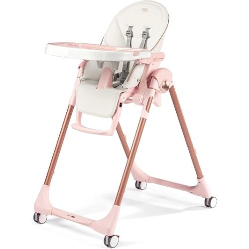 Peg Perego Prima Pappa Zero 3 - High Chair - for Children Newborn to 3 Years of Age - Made in Italy - Mon Amour (Rose Gold & White)