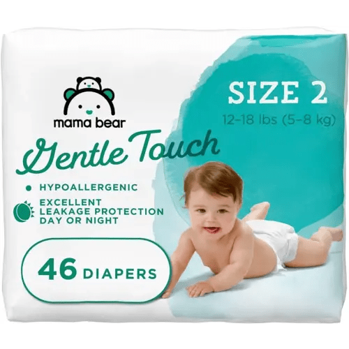 Amazon Brand - Mama Bear Gentle Touch Diapers, Hypoallergenic, Size 2, White, 46 Count