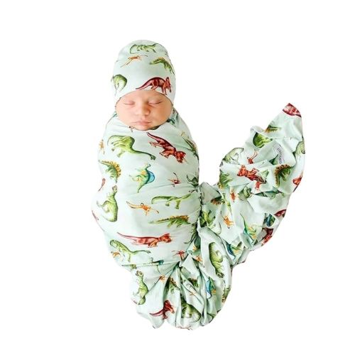 Posh Peanut Baby Swaddle Blanket & Beanie - Matching Newborn Swaddle Set, Doubles As Receiving Blanket or Nursing Cover (Buddy)
