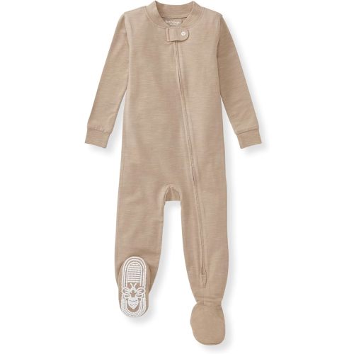 Burt's Bees Baby unisex-baby Honeysoft Sleeper Pajamas, Zip Front Non-Slip Footed Footie PJs, Organic Cotton & Lyocell