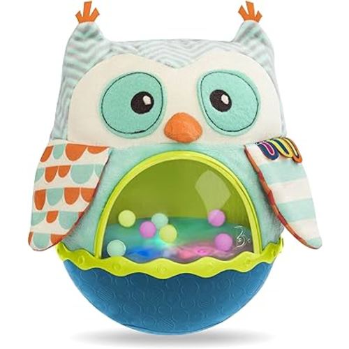 B. toys- B. baby- Owl Be Back- Baby Toy- Crawling- Tummy Time- Sensory & Musical Toy for Babies- Wobbling Toy with Colorful Balls – 6 Months
