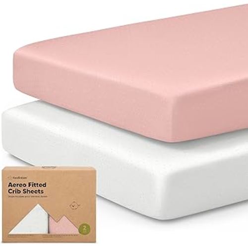 KeaBabies 2-Pack Fitted Crib Sheets for Boys, Girls, Baby - Soft Bamboo Viscose Cotton, 52x28 Standard Crib Mattress Sheets, Toddler Bed Mattress Cover, Gender Neutral, Breathable, Durable (Rose)