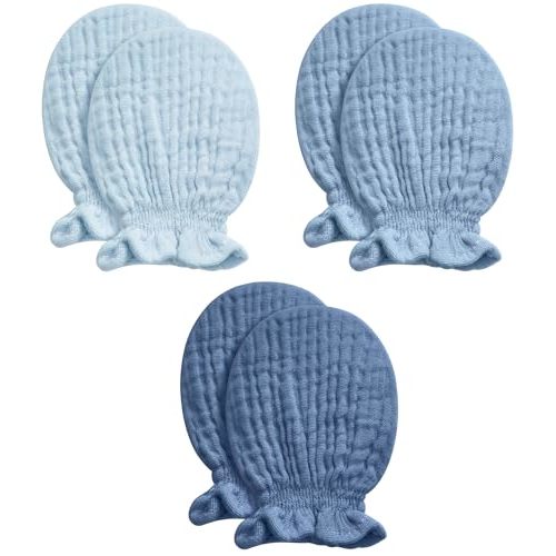 Pro Goleem Muslin Baby Mittens for Newborn, 100% Cotton No Scratch Soft Breathable Gloves for Boys and Girls 0-6 months