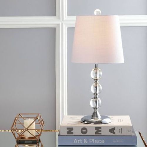 20" Crystal Hudson Mini Table Lamp (includes Led Light Bulb) Clear - Jonathan Y: Modern Linen Shade, Ul Listed