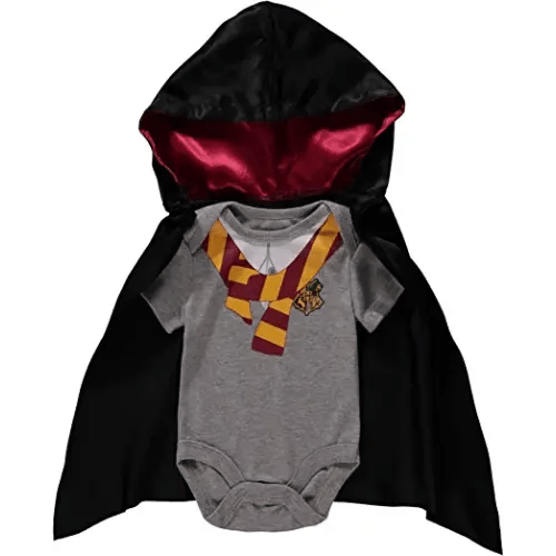 Harry Potter Baby Boys Gryffindor Bodysuit with Detachable Cape - Baby Harry Potter Costume - Harry Potter Baby Stuff (6-9M)