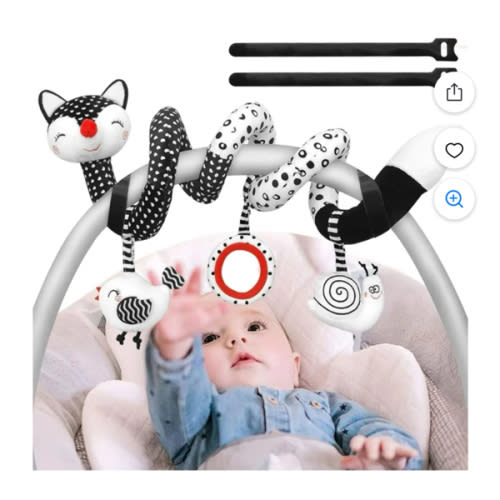 INvench Infant Car Seat & Stroller Toys, Spiral Rattle Sensory Toys for Crib, Baby Gifts