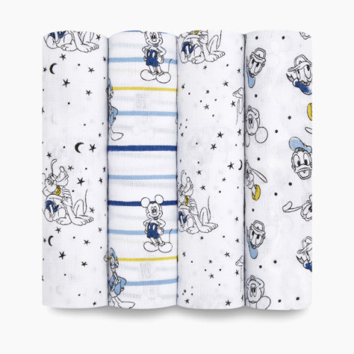 Aden + Anais Disney Essentials Cotton Muslin Swaddles (4 Pack) - Mickey Stargazer, 4