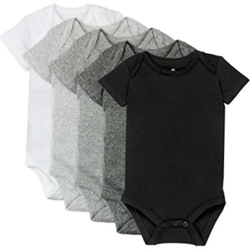 HonestBaby baby-boys 5-pack Short Sleeve Bodysuits One-piece 100% Organic Cotton for Infant Baby Boys, Unisex