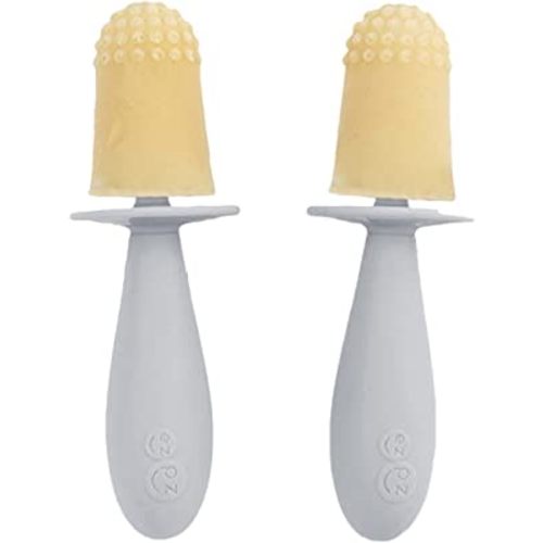 ezpz Tiny Pops (Pewter) - Popsicle Mold Set with Wands for Infants 4 Months + - Two Pack - Baby Essentials