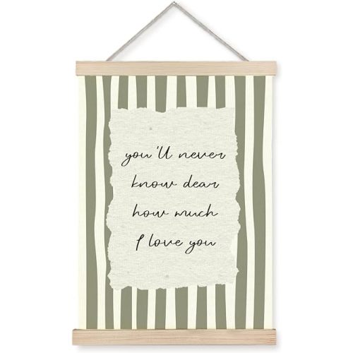 Pleonox You'll Never Know Dear How Much I Love You Nursery Wall Art Poster Hanger Framed, Kids Toddler Nursery Room Bedroom Playroom Decor, 12x16 Inch
