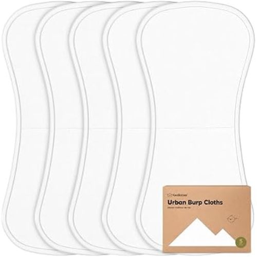 Organic Burp Cloths Baby Boy & Girl, 5-pack Cotton Burp Rags (Soft White)