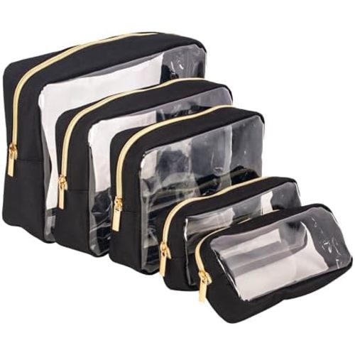 TSA Approved 5-Piece Diaper Bag Organizer Pouch Set Clear Waterproof TPU Kids Toiletry Storage Set Travel Packing Clutch Cube Bags for Baby Nursing