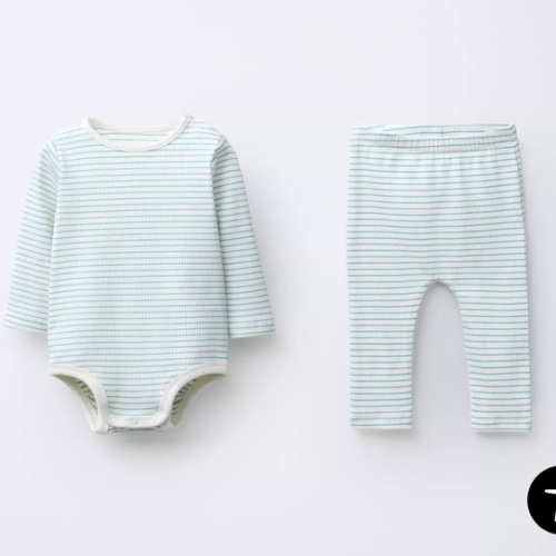 STRIPED BODYSUIT AND LEGGINGS SET - Sea green | ZARA United States