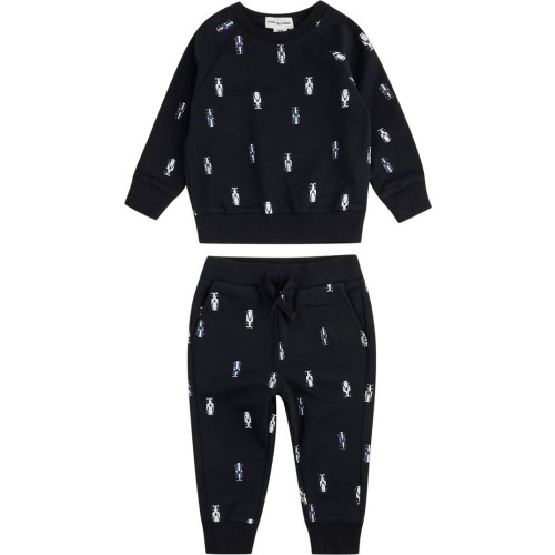 Baby Race Car Print French Terry Sweatshirt & Joggers Set, 6 M, Black