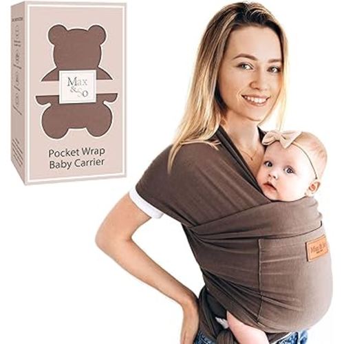Baby Wrap Carrier - Premium Cotton Baby Carrier Wrap for Newborn to Toddler- Infant Carrier for Babies 8-35 lb - Baby Holder One Size Fits All with Front Pocket by Max&so