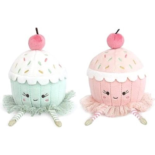 MON AMI Dancing Duo Cupcakes Plush Set 2 Pcs – 6x3.5”, Food Plush Toys, for Kids of All Ages, Birthday Party Decoration