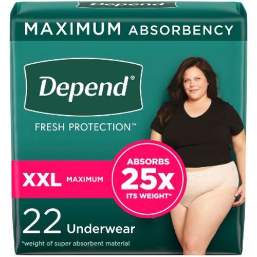 Depend Fresh Protection Adult Incontinence & Postpartum Underwear for Women - Maximum Absorbency - XXL - Blush - 22ct