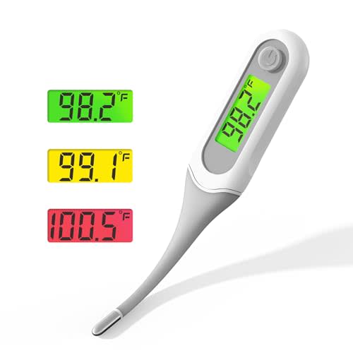 Cuxichuxinxi Digital Thermometer for Adults and Kids, 8s Fast Reading Baby Oral Thermometer with 3 Colors Backlit, °C/°F Switchable, Fever Alarm, Medical Basal Thermometer for Oral, Rectal, Underarm