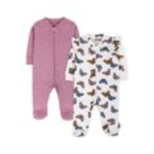Little Star Organic Baby Girl Sleep 'N Play Footed Pajama, 2-Pack, Sizes Newborn-9 Months
