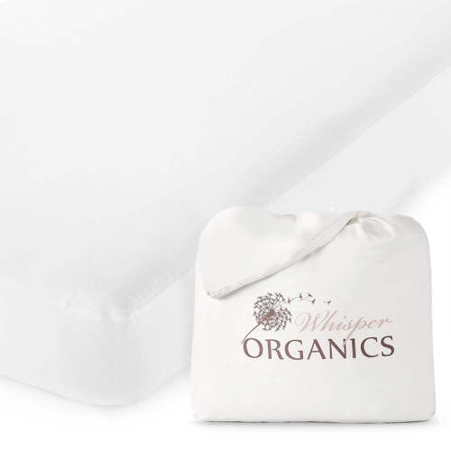 Whisper Organics 100% Cotton & Waterproof Luxury Organic Mattress Protector, Crib size, White