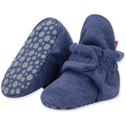Zutano Unisex Organic Cotton Baby Booties With Gripper Soles - 12 Months Infant - Heather Navy