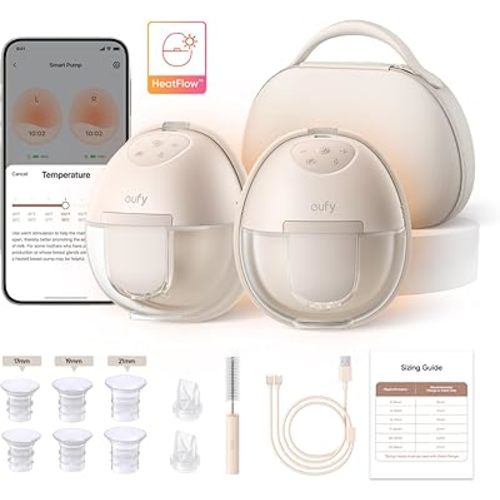eufy Security Wearable Breast Pump S1 Pro, Electric Hands-Free Breast Pump with Heating Tech, Portable Charging Case, App-Controlled Smart Rhythm, Hospital-Grade Suction, Leak-Proof & Ultra-Quiet