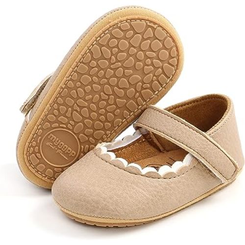 Baby Girl Mary Jane Flats Dress Shoes - Infant Newborn Shoes Anti-Slip Soft PU Leather Party School Wedding Princess Baby Girl Shoes 0-18M