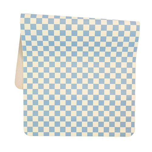 Vegan Leather Baby Changing Mat (16 X 30 in) - Multipurpose Wipeable and Portable Diaper Changing Pad - Foldable for Travel (Sky Checker)