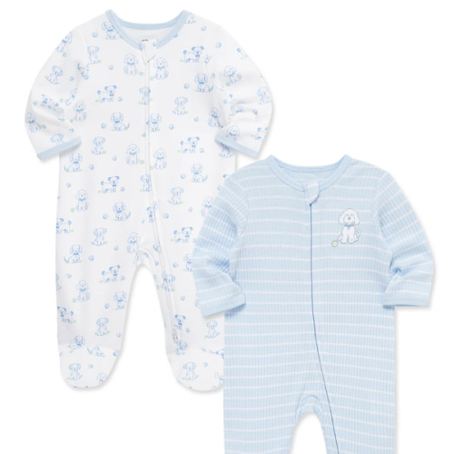 Peppy Puppies 2-Way-Zip Footies (2-Pack)