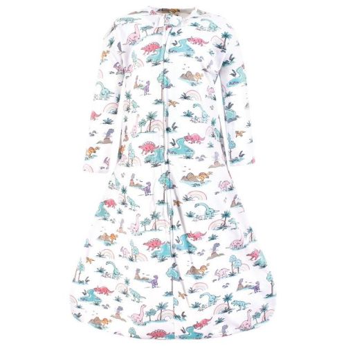 Hudson Baby Infant Girl Long Sleeve Cotton Jersey Sleeping Bag, Sack, Blanket, Pink Dinosaur Adventures, 0-6 Months