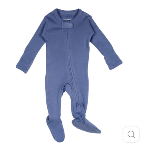 Organic 2-Way Zipper Footie in Slate