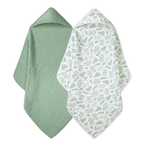 Baby Bath Towels, 100% Muslin Cotton Hooded Baby Towels for Newborn, Infant and Toddler, 2 Pack Soft and Absorbent Unisex Bath Essentials with Large 32x32Inch Size