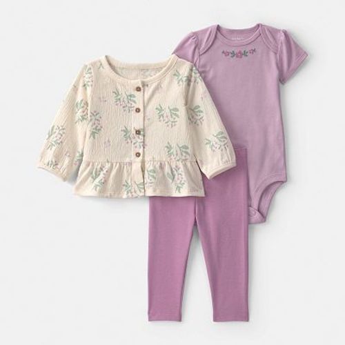 Baby Girl Carter's 3-Piece Floral Bodysuit, Top & Legging Set