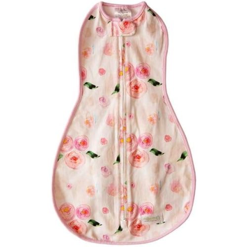 Woombie Grow with Me Baby Swaddle, Convertible Swaddle Fits Babies 0-9 Months, Expands to Wearable Blanket for Babies up to 18 Months, Watercolor Roses