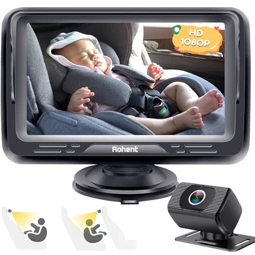 Baby Car Camera Easy Install: HD 1080P Eye Protection Clear Night Vision - Rear Facing Stability Backseat Camera with Monitor for Car Seat Travel 360° Rotation N06