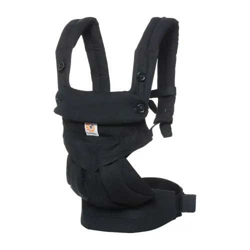 Ergobaby 360 All-Position Baby Carrier with Lumbar Support (12-45 Pounds), Pure Black, Premium Cotton