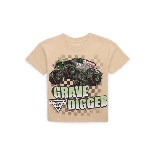 Monster Jam Toddlers’ Grave Digger Cotton Graphic Tee with Short Sleeves, Sizes 12M-5T